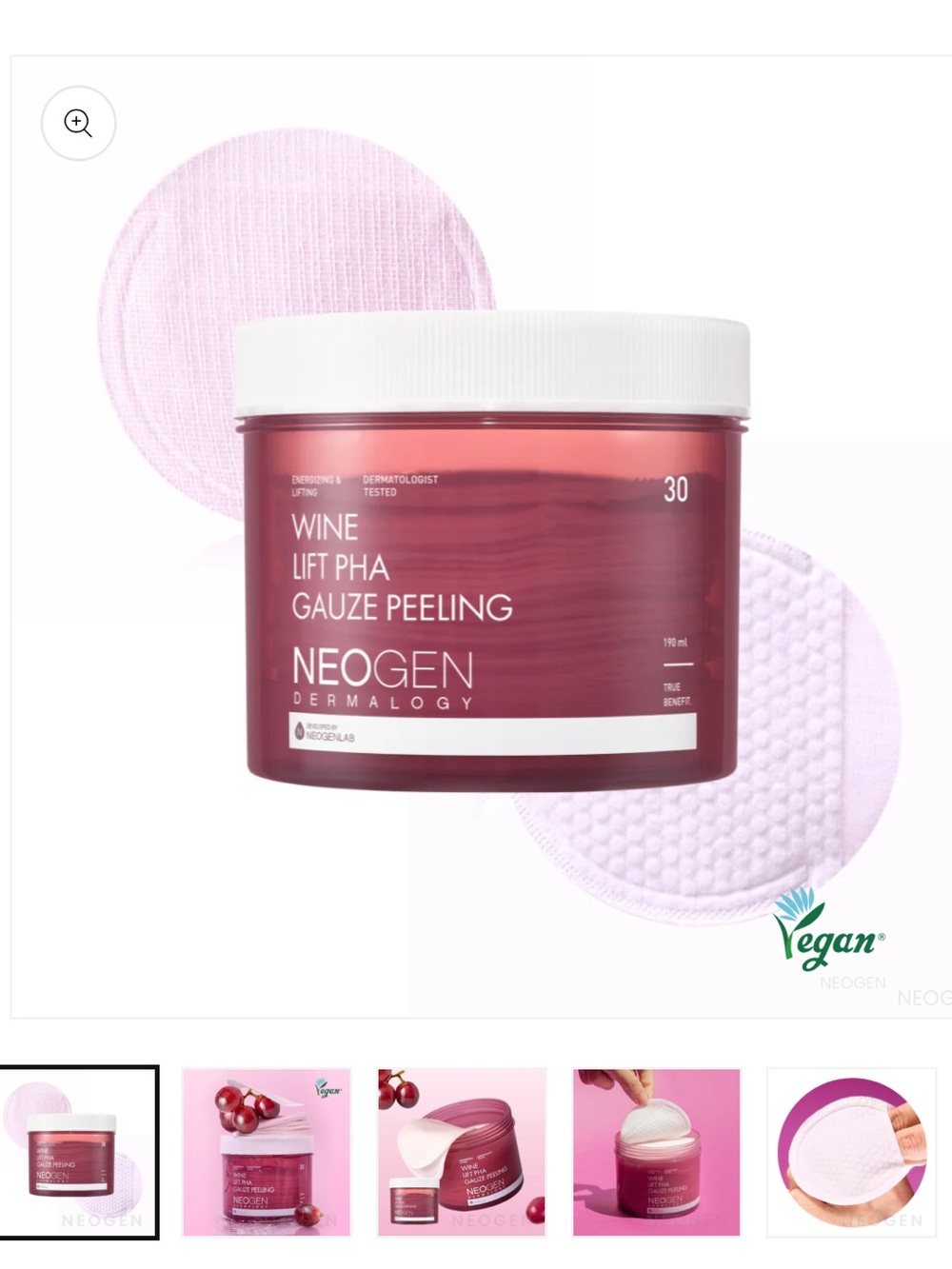 NWT Neogen Dermatology Wine Gauze Peeling Exfoliating Pads (30)